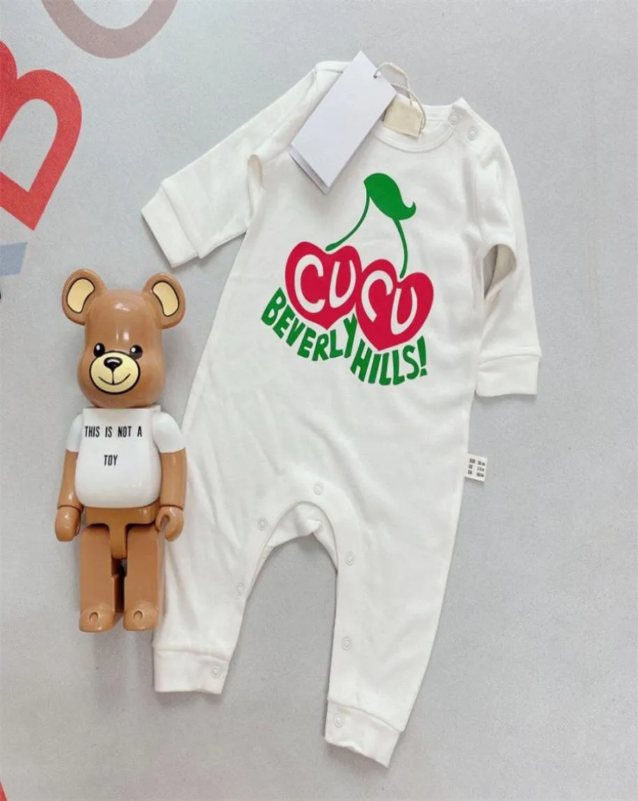 Nouveau-né bébé barboteuses filles et garçon à manches longues printemps coton vêtements marque lettre imprimer infantile barboteuse enfants Ourfits4320707