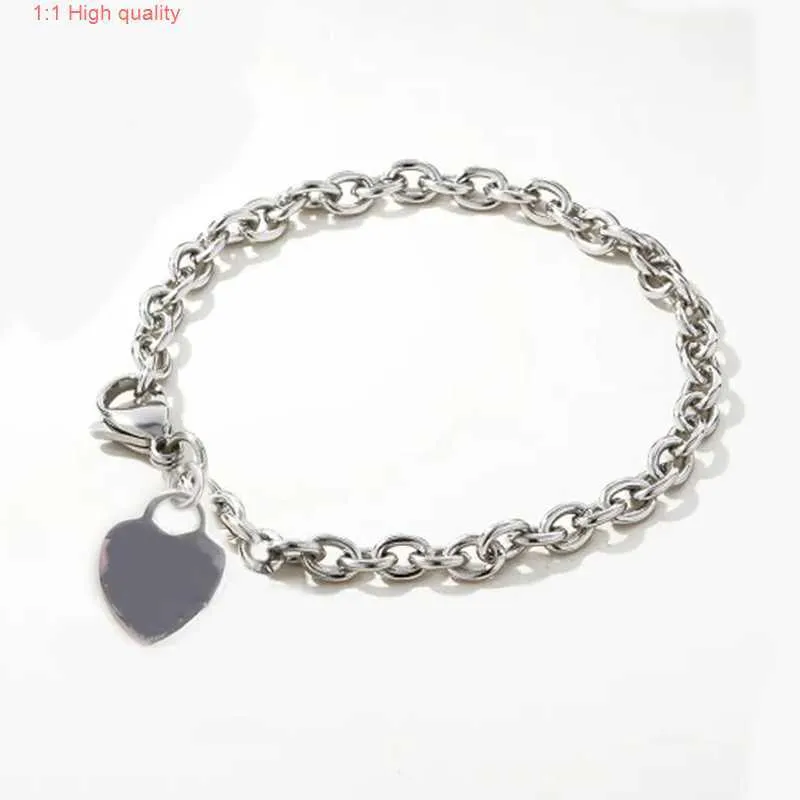 Tiffanyans Silver Bracelet Heart Round Couple Stainless Steel Chain Hand Fashion Jewelry Day Wholesale