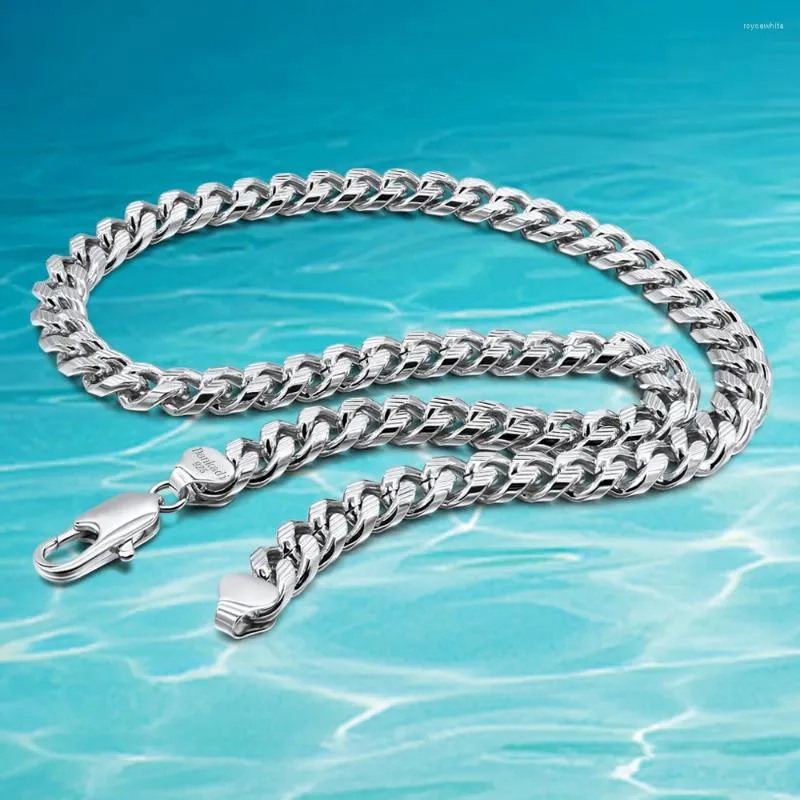 Correntes 925 Sterling Silver Punk Colar Homens 10mm Curb Cuban Link Chain Gargantilhas Presente Moda Vintage para Homem Sólido Jóias