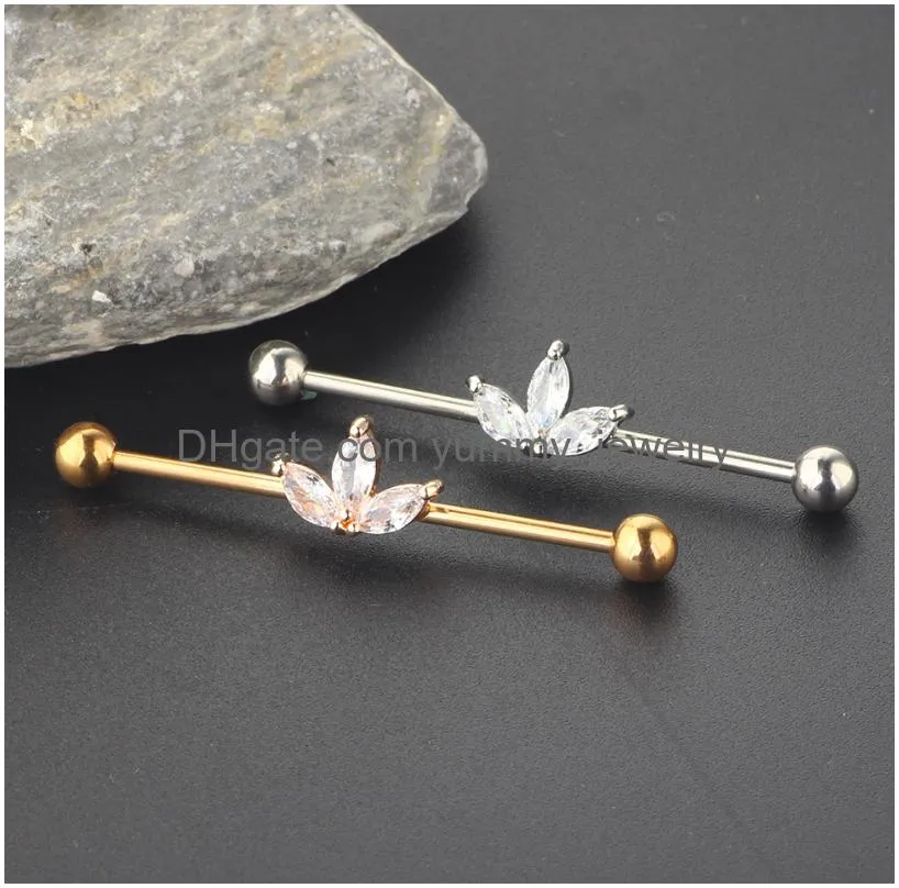 Surgical Steel Industrial Barbell Plugs Tunnels For Women Men Cartilage Earring Ear Body Piercing Jewelry 1 1/2 Inch 38Mm Bar Drop De Dh3Bf