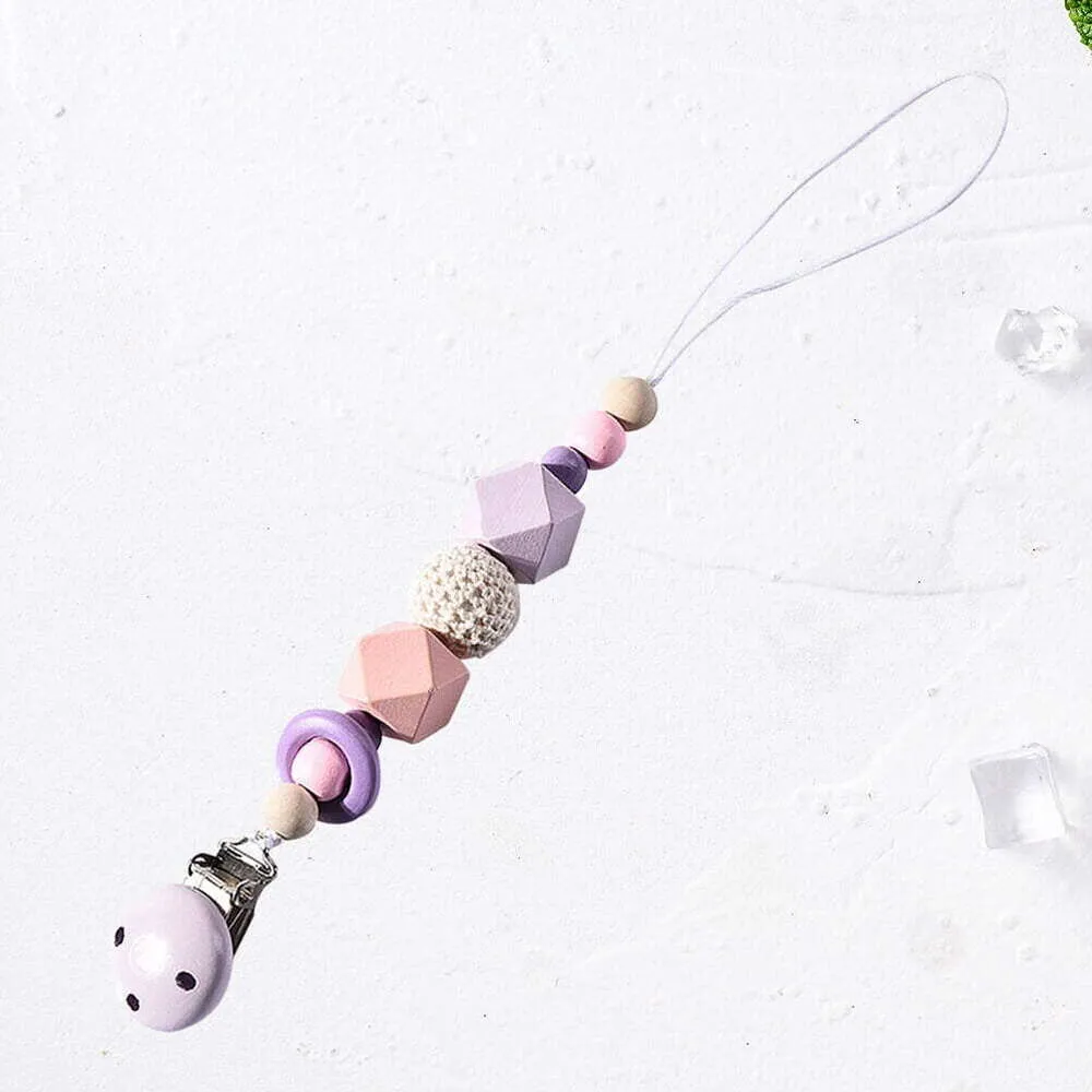 Clips pour bébé, perles de dentition, sucette, entretoises multi-styles, porte-sucette violet