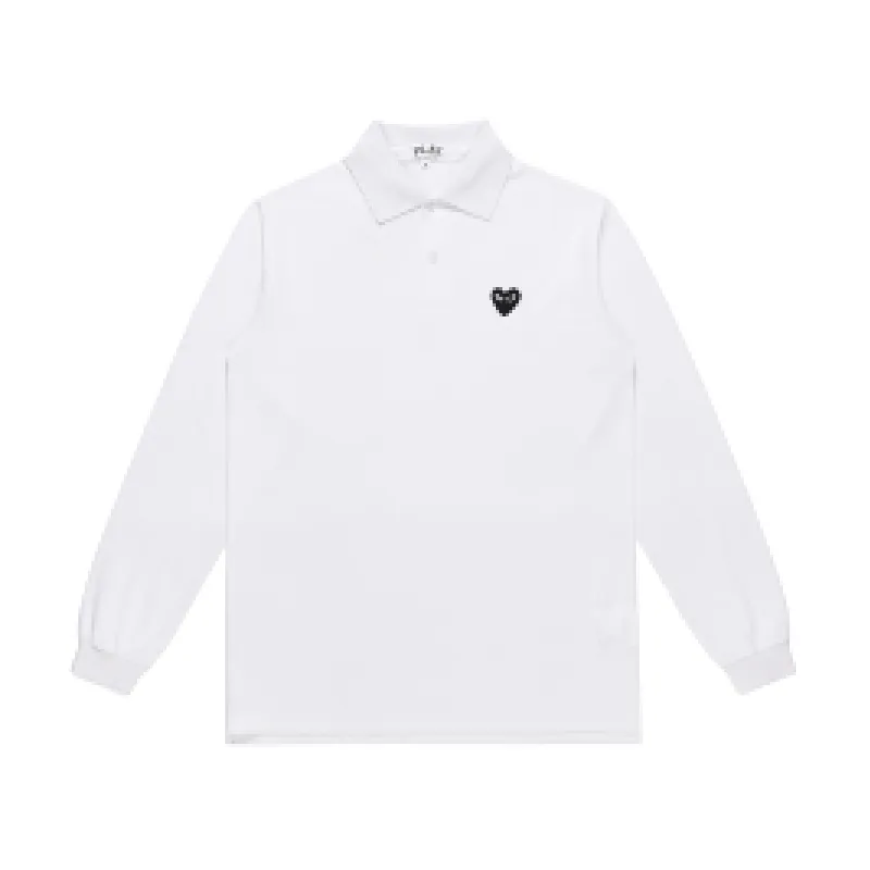 Projektant Tee com des garcons Play 90s Długie rękawie archiwum koszuli Polo White unisex Japan