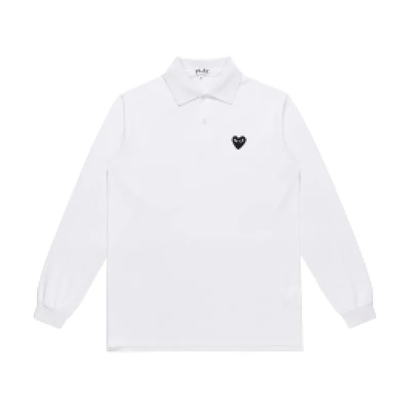 Designer TEE Com Des Garcons PLAY 90er Langarm-Poloshirt Archive weiß Unisex Japan Beste Qualität EURO-Größe