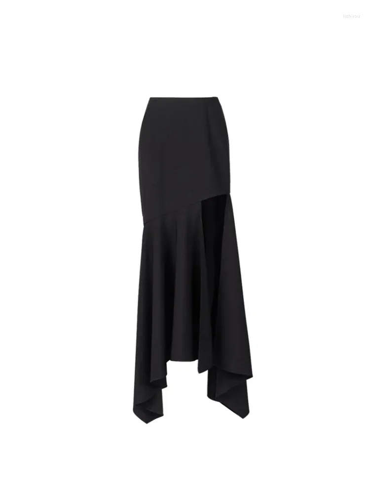 Kjolar kvinnor svart gotisk hög midja kjol vintage a-line 2000-tal mode harajuku streetwear y2k långa 90-tal flickor 2024 kläder