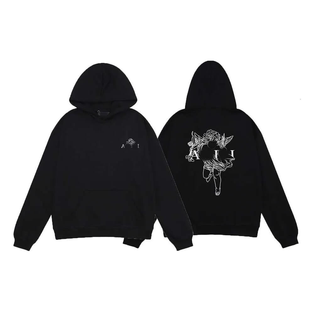 Moda gündelik erkekler chaopai klasik tasarımcı lüks şık şık cadde melek aşk tanrısı cupid çelik çatal köpük baskı şerit crawford hoodie