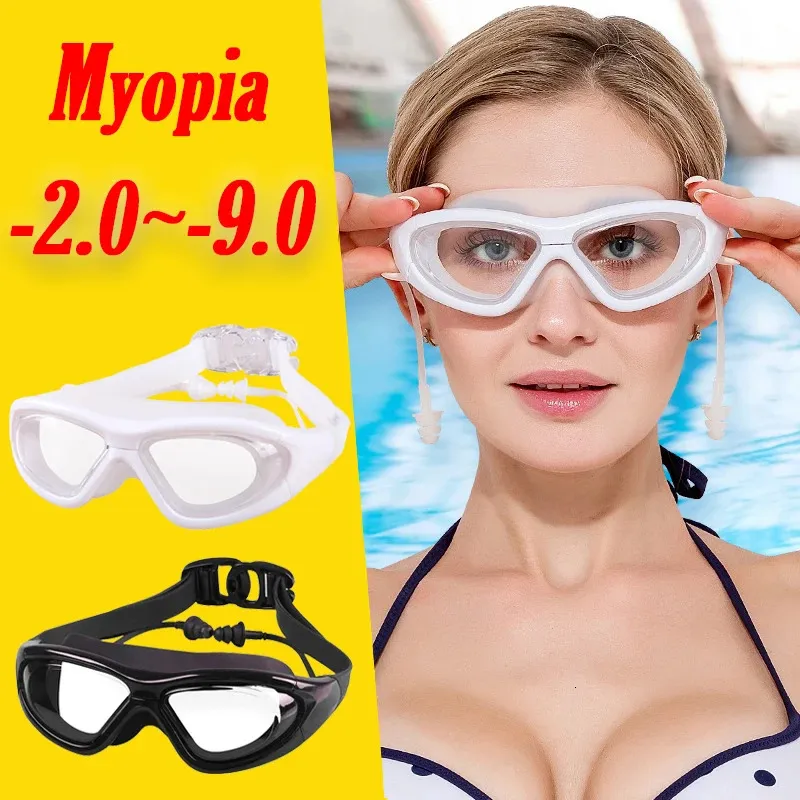 Hommes femmes adolescents étanche 0 2 à 9 myopie dioptrie lunettes de natation transparentes AntiUV antibuée lunettes de natation sans boîte 240112