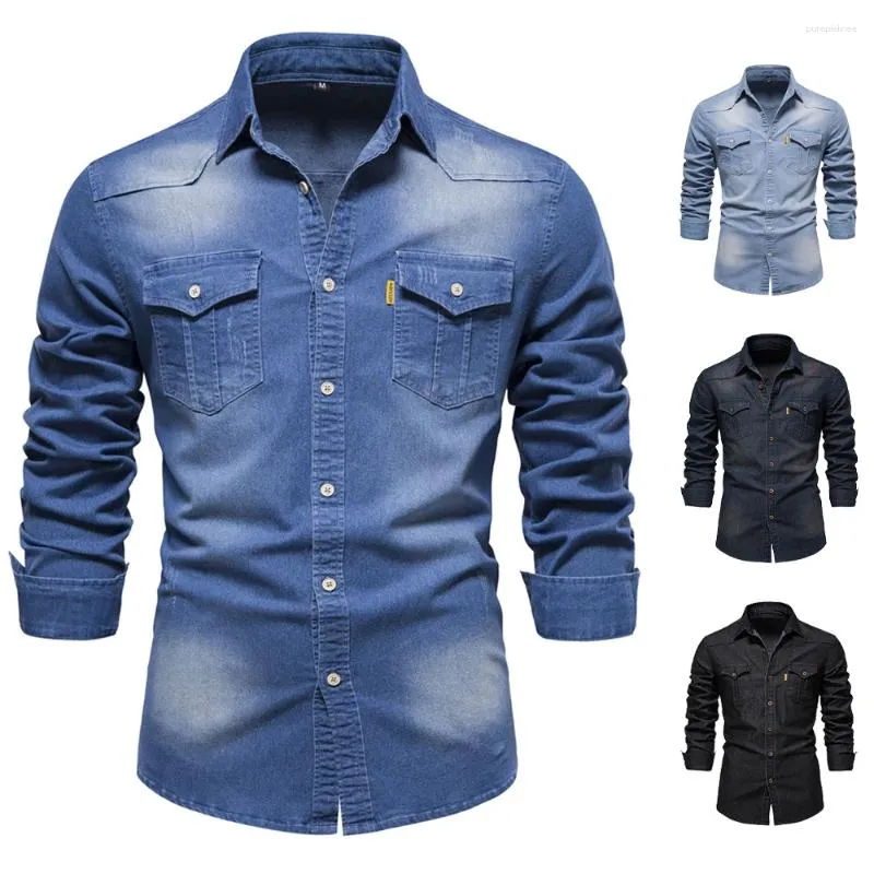 Männer Casual Hemden Hohe Qualität Baumwolle Denim Hemd Männer Mode Kleidung Lange Ärmeln Jean Für Camicia Camisas Vaqueras Para hombre