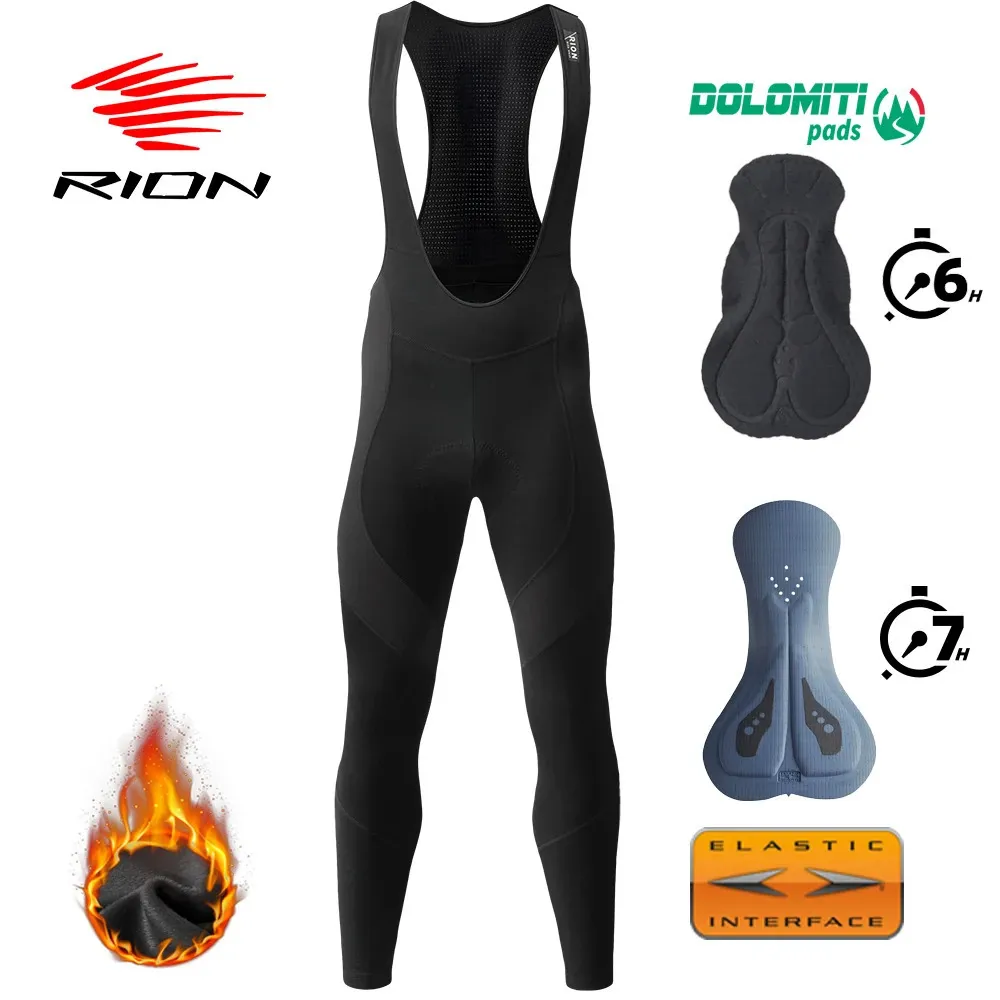 RION Fietsbroek Mannen Winter Thermische Fiets Lange Broek MTB Kleding Fiets Bib Panty Mountain Padded Slabbetjes 6H 7H 240112