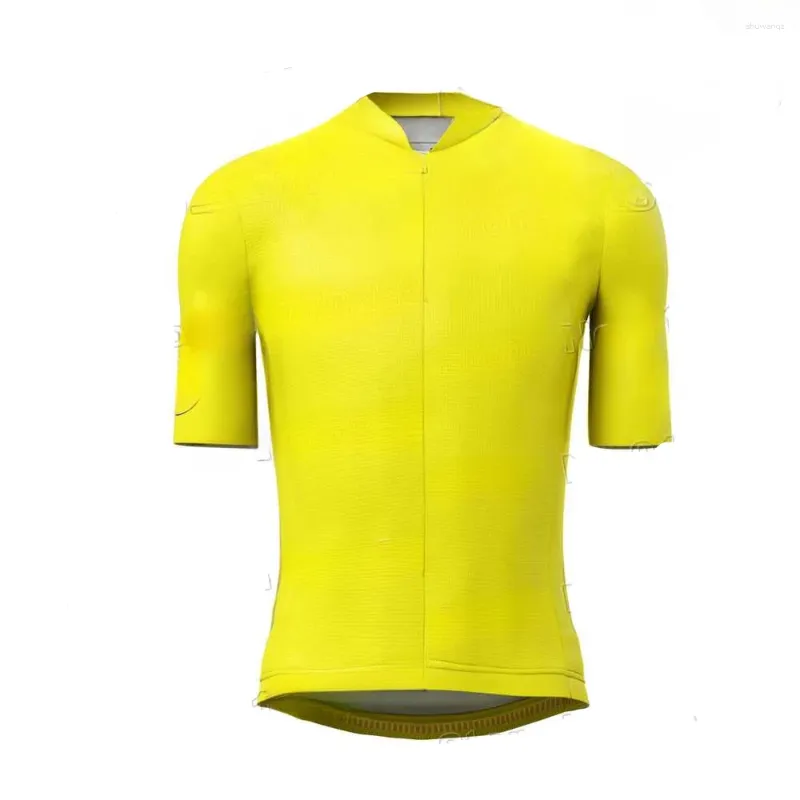 Jaquetas de corrida 2024 camisa de ciclismo manga curta amarelo verde bolinhas meninos meninas roupas camisa de bicicleta de estrada mtb maillot