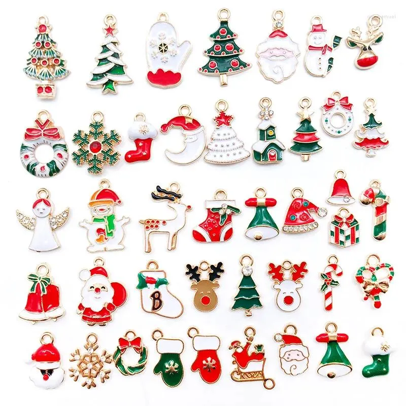 Encantos 20-50pcs Esmalte Árvore de Natal Veado Meia Jóias Fazendo Brinco Pingente Colar Pulseira Acessórios Diy Artesanato Suprimentos