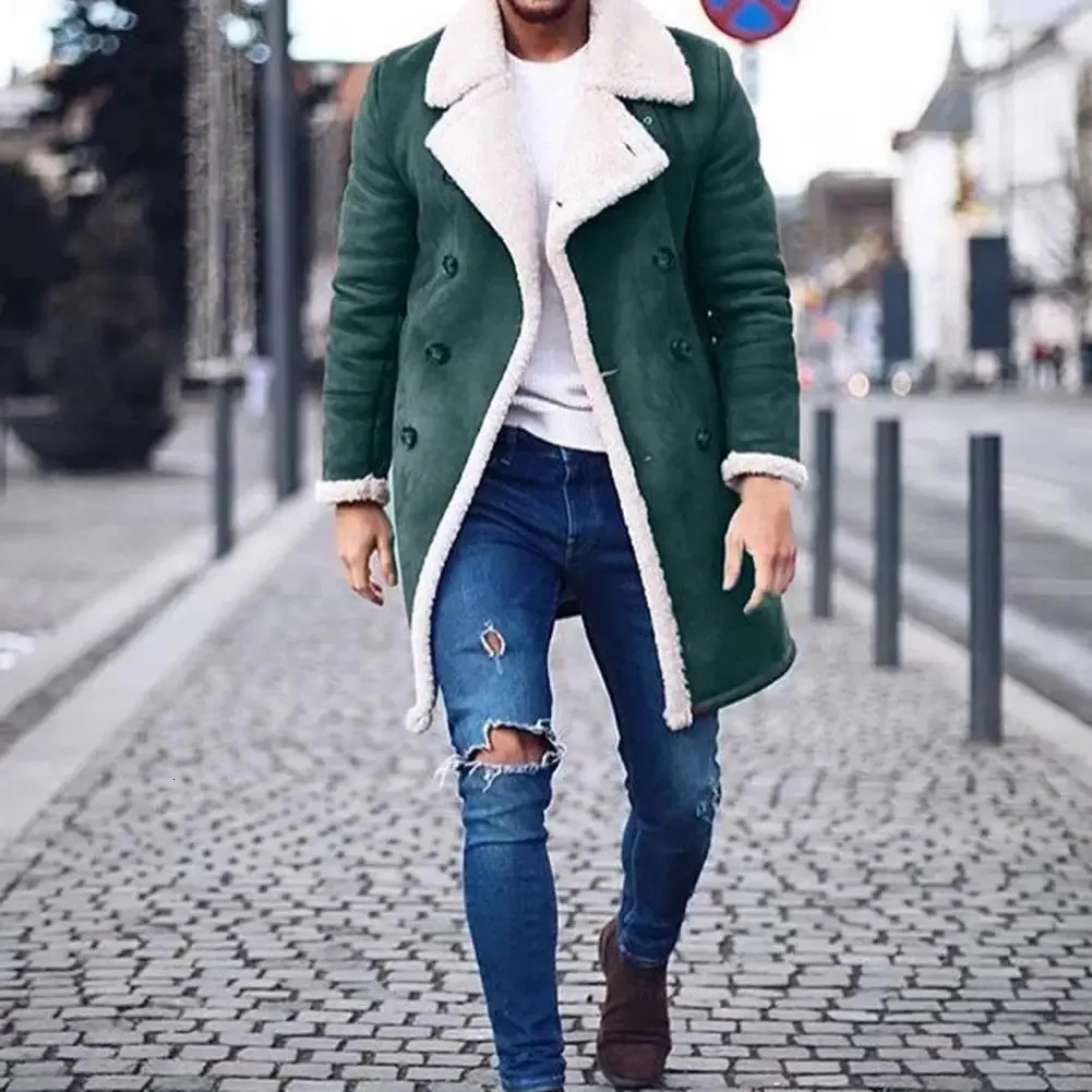 Manteau d'hiver chaud pour hommes, boutons, couleurs contrastées, veste à la mode, résistant à l'usure, pour le quotidien, 240113