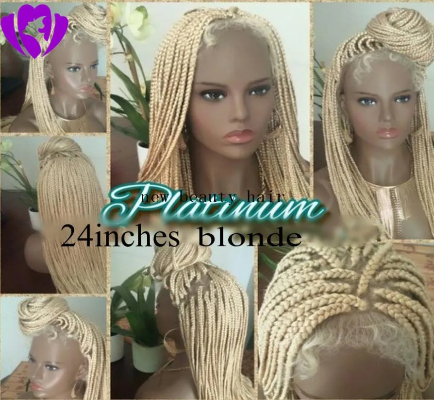 Top Blonde Tresses Perruques avec Bébé Cheveux Tressage cheveux Résistant À La Chaleur Tressé Sans Colle Synthétique Avant de Lacet Perruques pour Noir Afric2554413