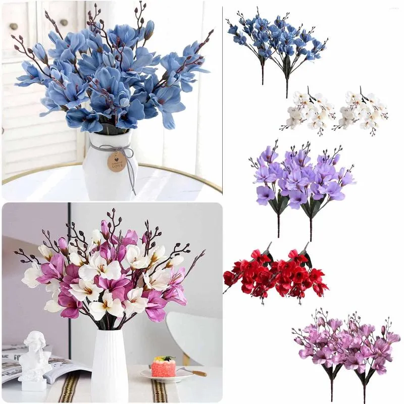 Fiori decorativi 5 forchette 20 Simulazione Bouquet di fiori Magnolia Decorazione domestica Pografia Puntelli Matrimonio 2 Per Arch