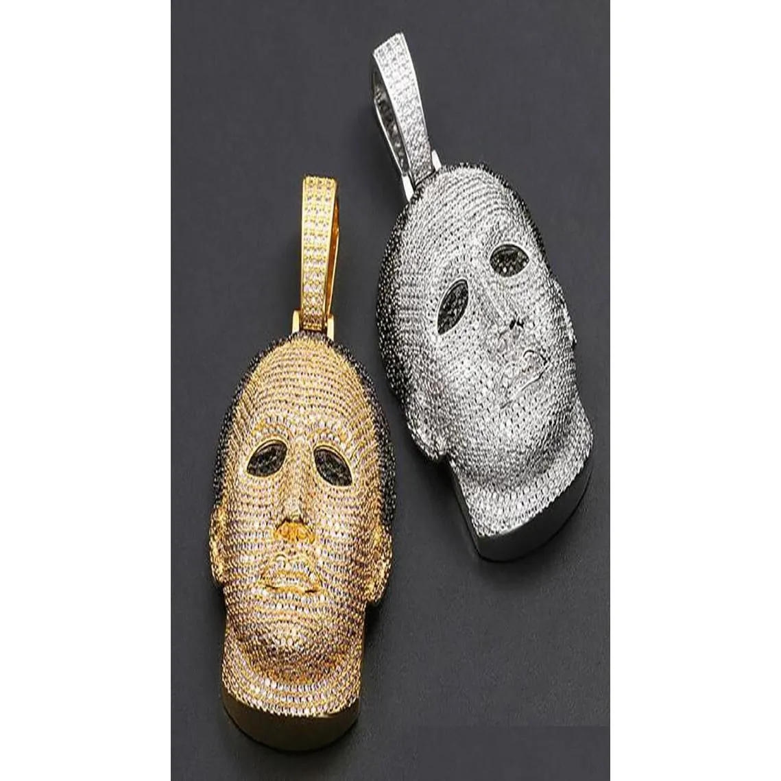 Anhänger Halsketten 14 Karat Iced Out Gold Benutzerdefinierte Michael Myers Anhänger CZ Große Größe Solide Charakter Anhänger Hiphop Schmuck Weihnachten Valenti DH5QV