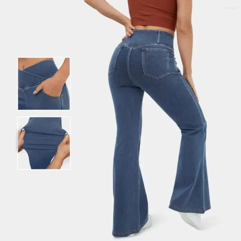 Damenhose, leicht, Streetwear, hohe Taille, ausgestelltes Denim mit Bund, modische, lockere, gerade Jeans für schlanke Damen