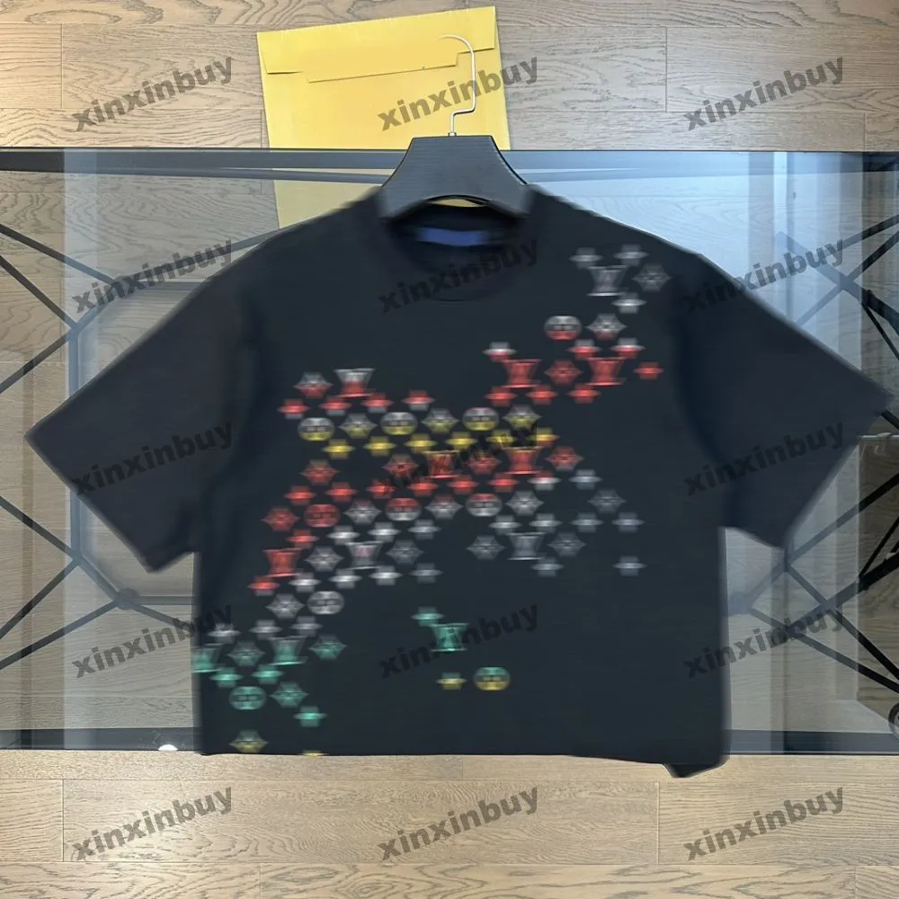 Xinxinbuy 2024 Erkekler Tasarımcı Tee T Shirt Gradyan Mektup Baskı 1854 Kadın Pamuk Siyah Beyaz Sarı Kırmızı S-3XL