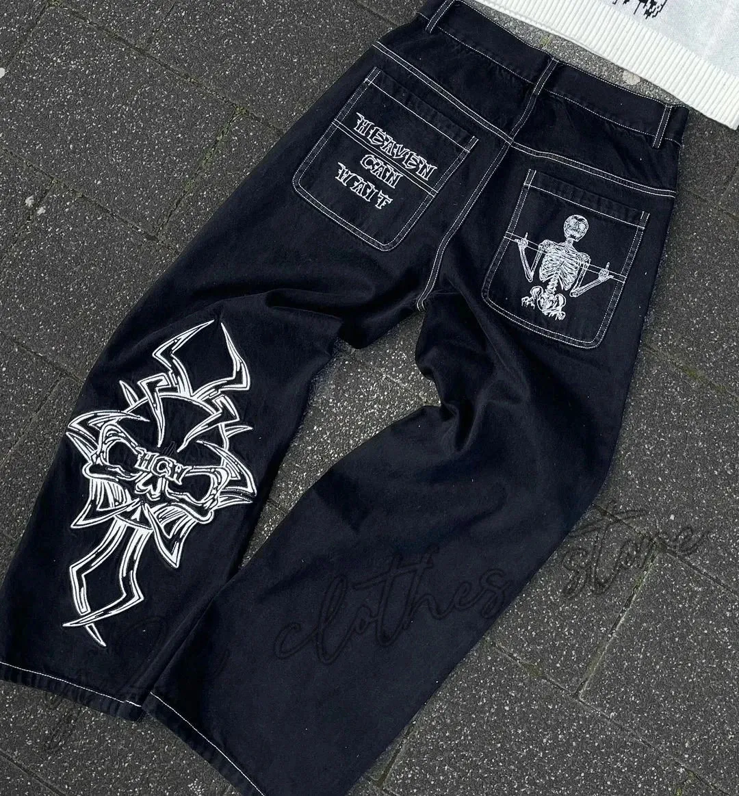 Y2K Jeans Harajuku Cargo Pants Black Multi Pocket Punk Gothic