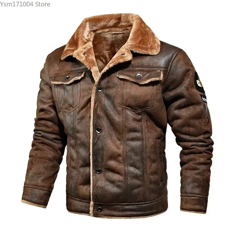Men's autumn and winter oversized plus velvet thick leather jacket youth fashion PU leather jacket coat size M-4XL 240113