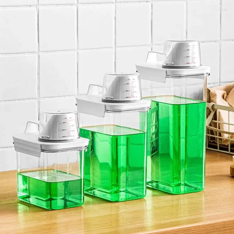 Garrafas de armazenamento 1100/1800/2300ml dispensador de detergente para roupa reutilizável recipiente selado para grãos e tanque diverso