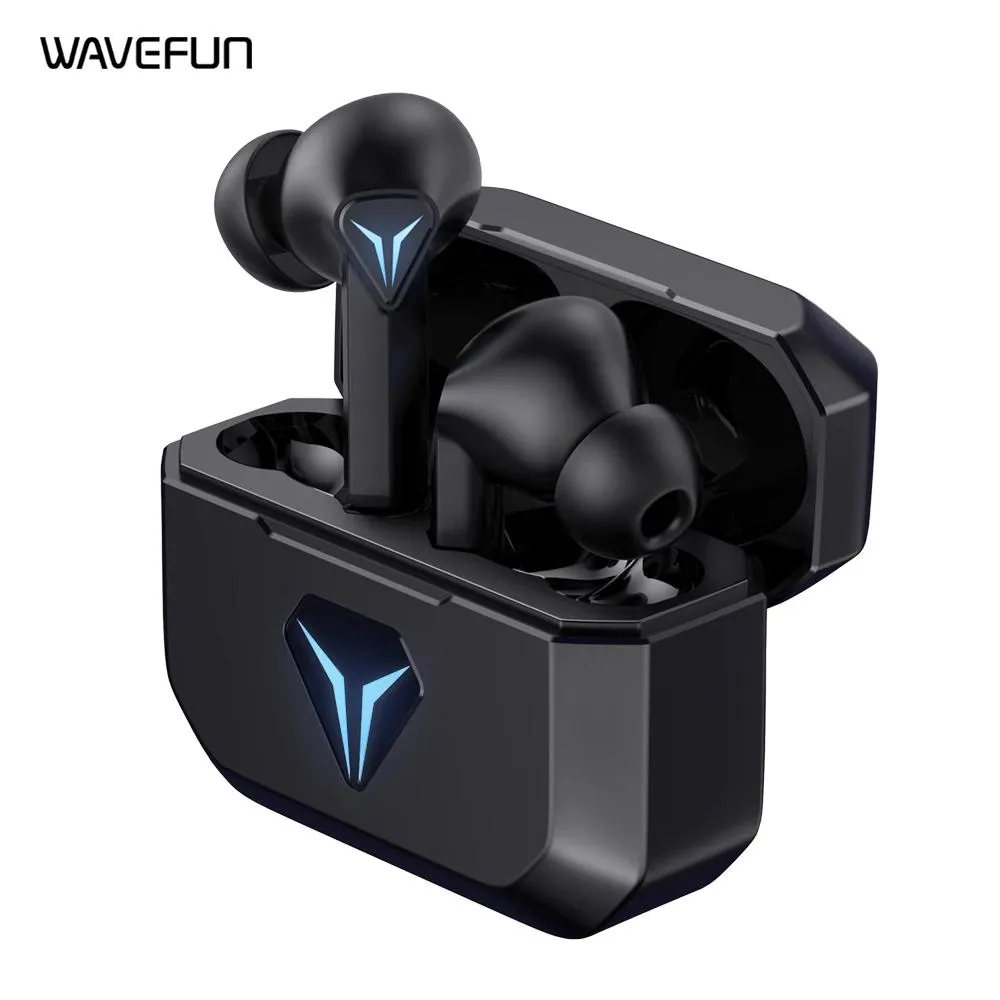 Hörlurar Bluetooth hörlurar trådlöst spel hörlurar hörlurar vågfun gaming headset med mikrofon 45ms låg latens volymkontroll