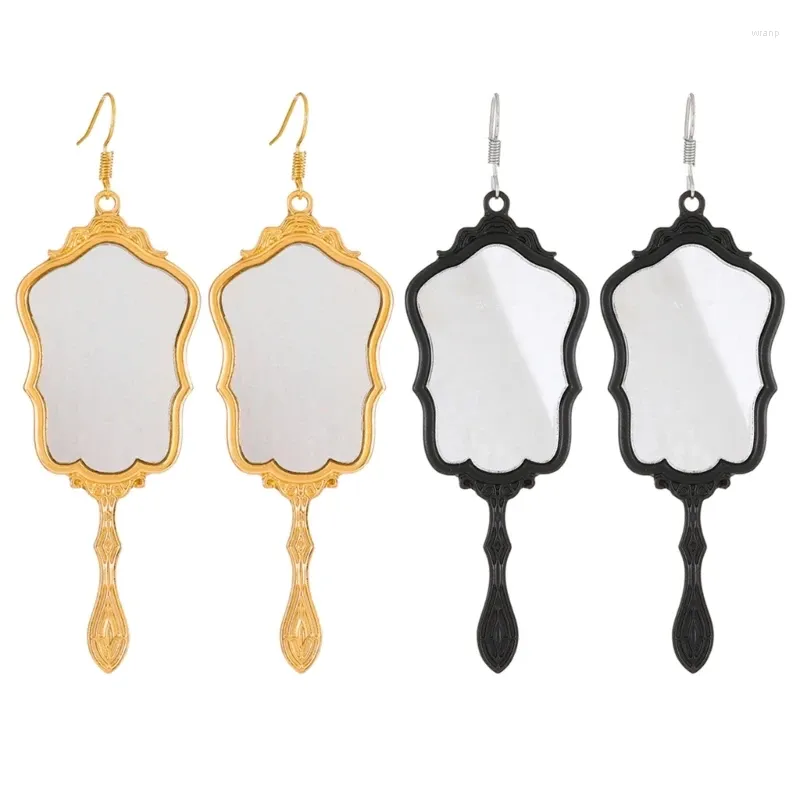 Boucles d'oreilles pendantes réfléchissantes uniques, pendentifs miroir à la mode avec boucles d'oreilles exagérées pour femmes et filles, livraison directe