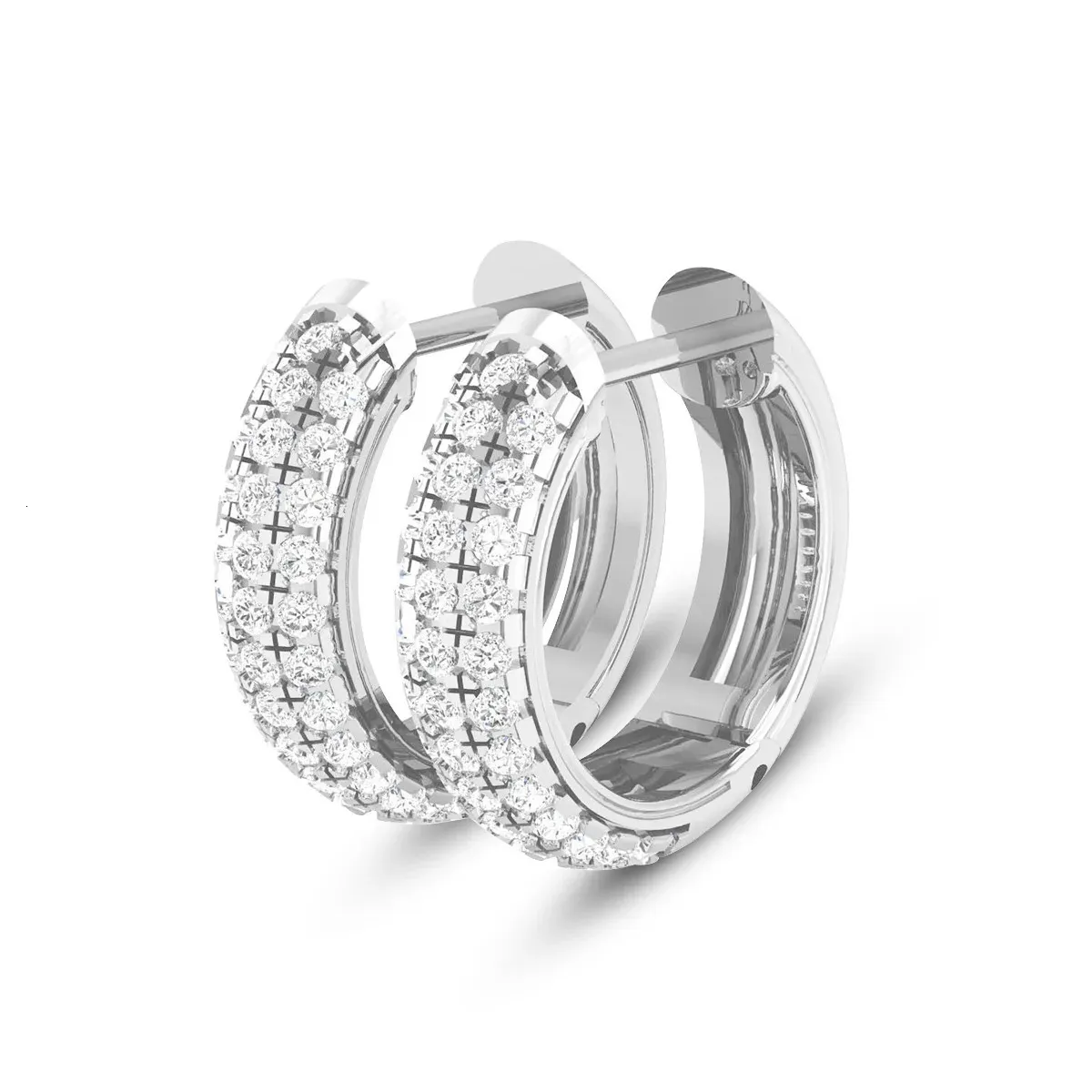 Роскошные круглые грилевые серьги с бриллиантами для женщин 925 Серебряные серебряные украшения свадебный подарки для девочек NW 240112