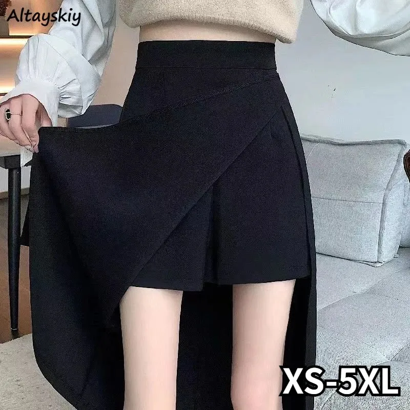 XS5XL Rokken Dames Zwart Basic Zomer Chic Hoge Taille Kantoor Dame Kleding Eenvoudig Pure Aline Cosy Midi Faldas Koreaanse Mode 240112