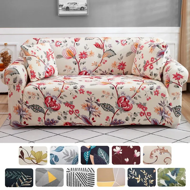 Tryckt soffa Cover Stretch Couch Cover Sofa Slipcovers för soffor och Loveseats Washable Furniture Protector för husdjur Kids 240113
