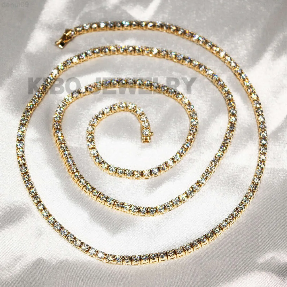 Collier de diamants de laboratoire de luxe, chaîne de tennis en or massif 10 carats 14 carats, 3 mm, cultivé en laboratoire