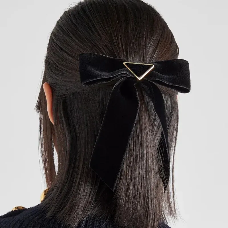 Milan Style Black Velvet Bow Hair Clip French Barrette Large Size Fashion Ornament Hair Accessories