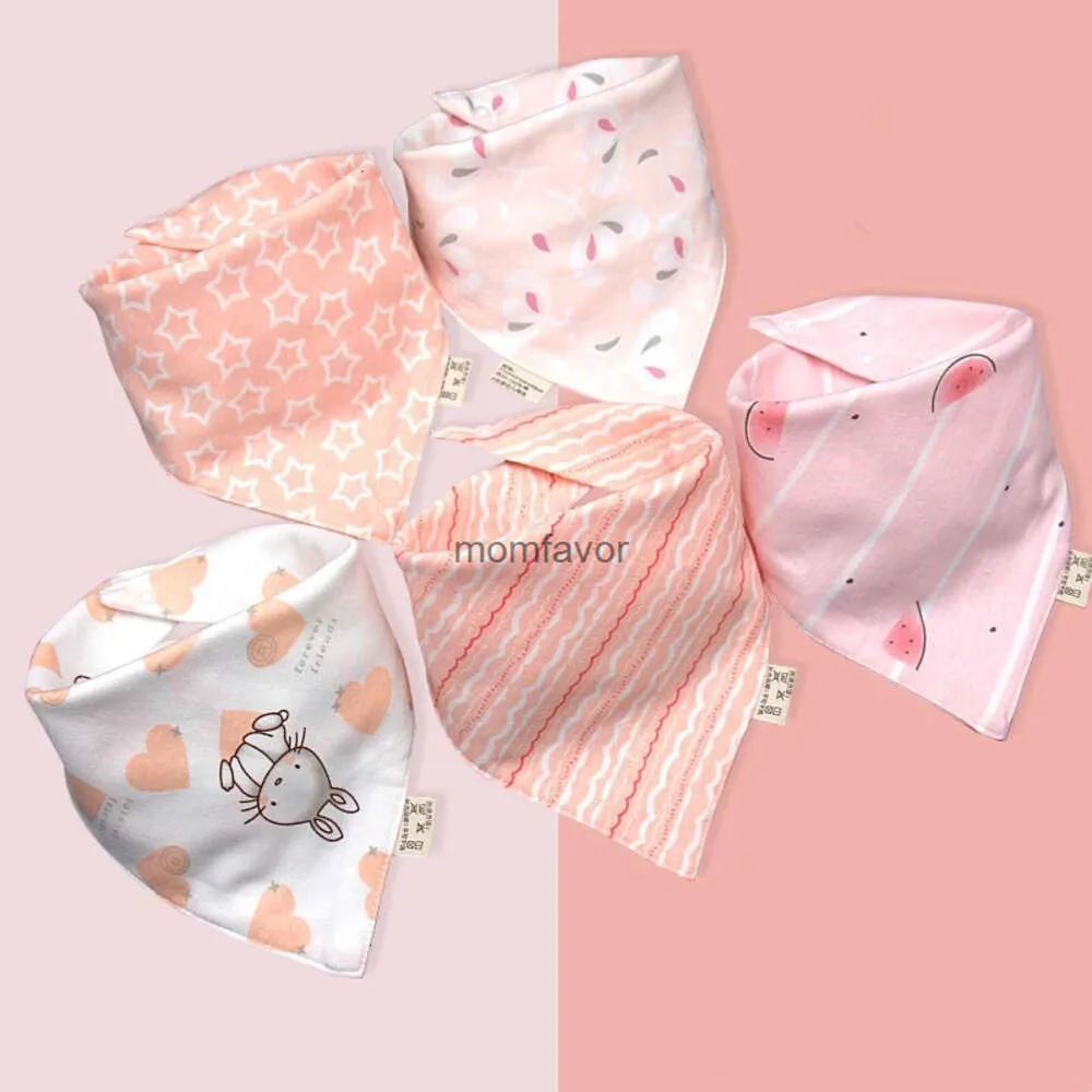 New Bibs Burp Cloths 5pcs Baby Saliva Towel Triangle Scarf Pure Cotton Bandana Waterproof Bibs Newborn Boys Girls Absorbent Cloth Bib Saliva Scarf