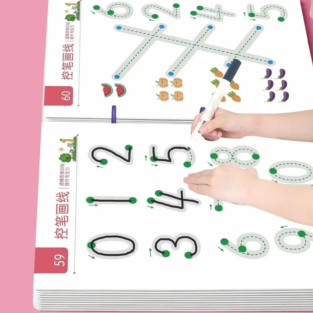 Children Magical Tracing Workbook Set Pen Control Training Drawing Learning Magic Book Toy Montessori Curious Child Workbook 240112