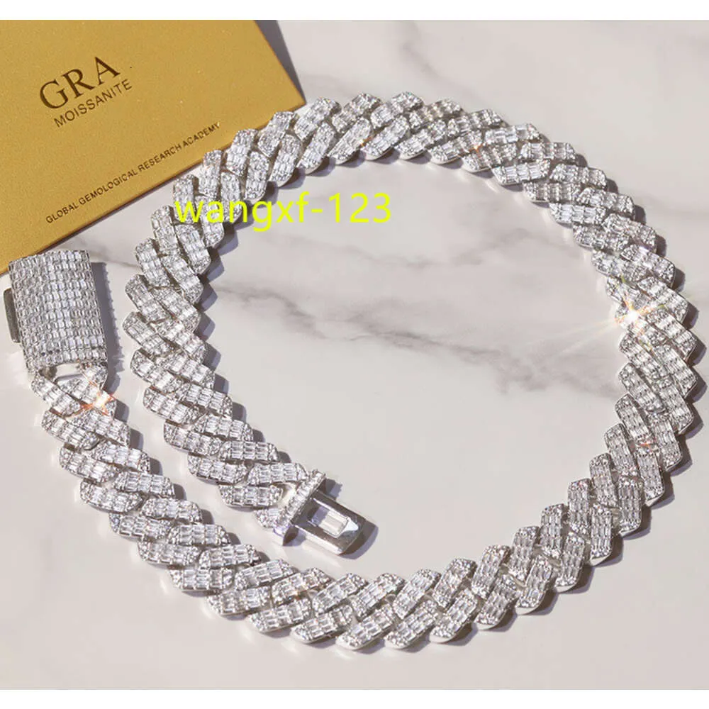 Personalizado 20mm corrente de elo cubano s925 prata com vvs baguette moissanite bling diamante hip hop colar para jóias masculinas link cubano