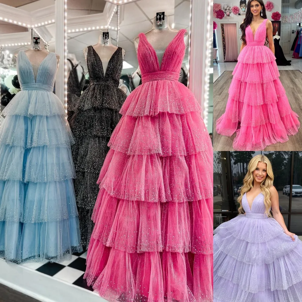 Lilac Formal Party Dress 2K24 Brakitot Tiul Crystal Ruffle Ballgown Lady Pageant Event Event Hoco Gala Koktajl Czerwony dywan długi sukces