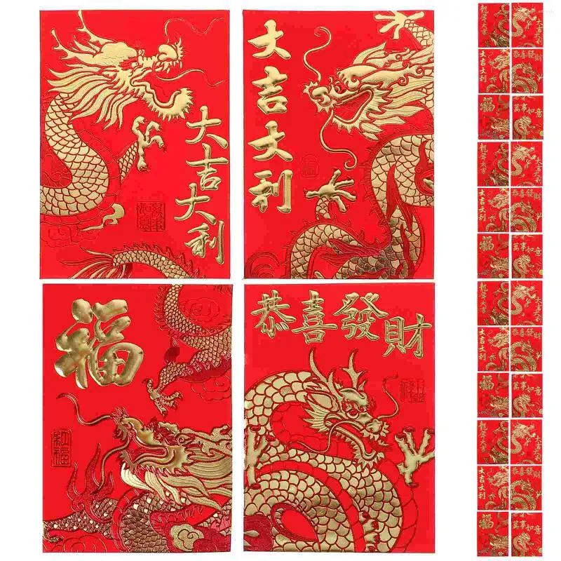 Presentförpackning 60st kinesiska stil röda kuvert papper pengar lagringspaket blandade