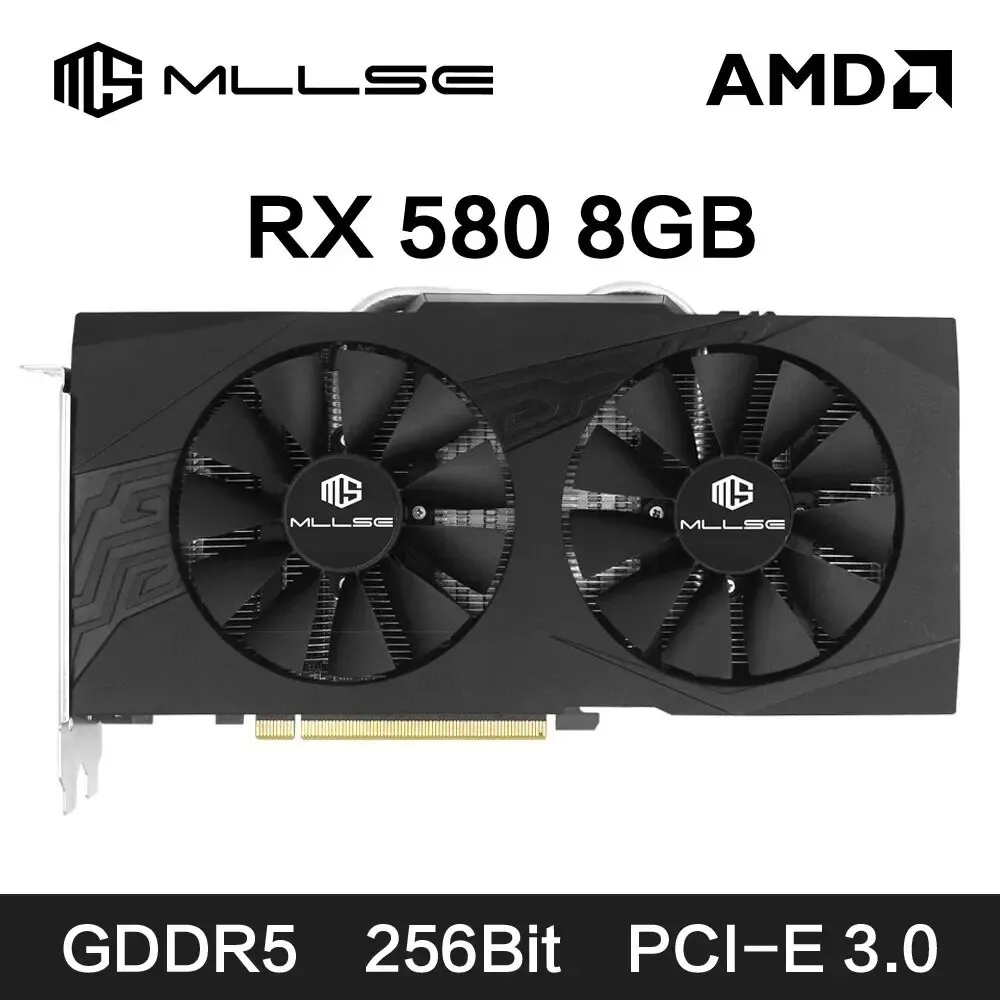 MLLSE RX 580 8GB 2048SP Card Card Video GDDR5 256Bit PCIE 30 X16 8PIN RADEON GPU RX Gaming Placa de Y240113