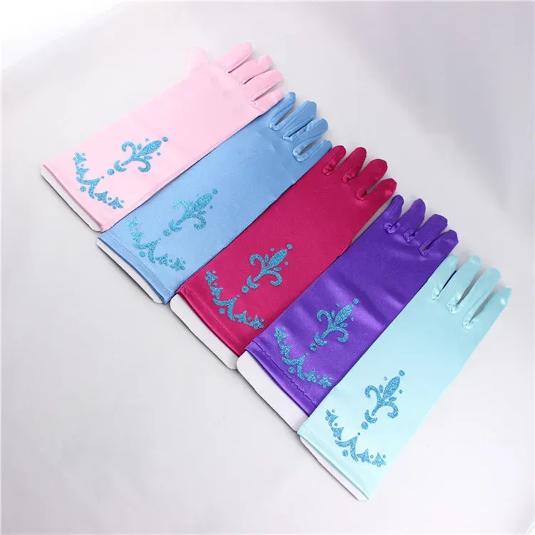 Cosplay princess gloves for kids children girls printing satin gloves for Party Christmas Halloween A-860