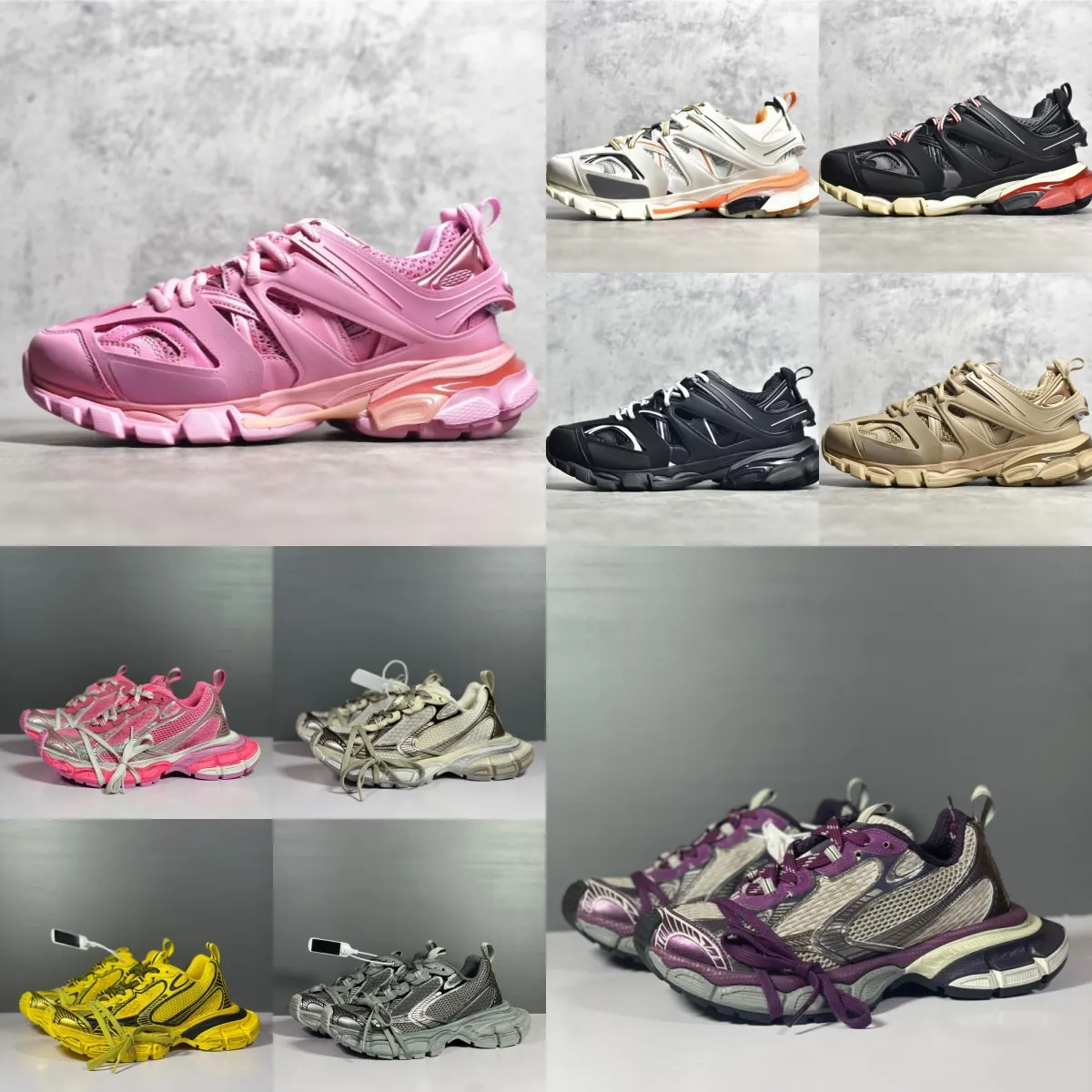 Casual Shoes Sneakers Designer Shoes Casual Shoes Balencaga 3XL Track 3.0 Triple S toppkvalitet Läder Män och kvinnliga tränare svart vit grön rosa mörkblå cool grå