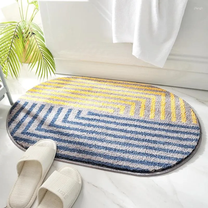 Carpets Nordic Geometric Carpet For Hallway Entrance Doormat Slip-Resistant Water Absorption Kitchen Floor Mat Oval Foot Pad