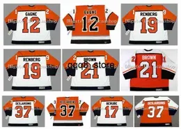 qq88 Vintage Custom CCM Hockey Jersey 12 SIMON GAGNE 19 MIKAEL RENBERG 21 DAVE BROWN 23 ILKKA SINISALO 37 ERIC DESJARDINS 17 CRAIG BERUBE Orange White Size S-XXXL