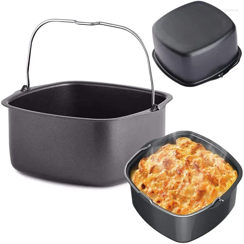 Moldes de cozimento 8/7 Polegada molde antiaderente fritadeira de ar cesta bandeja quadrada pan assar pizza bolo cozinha barra cozinhar bakeware