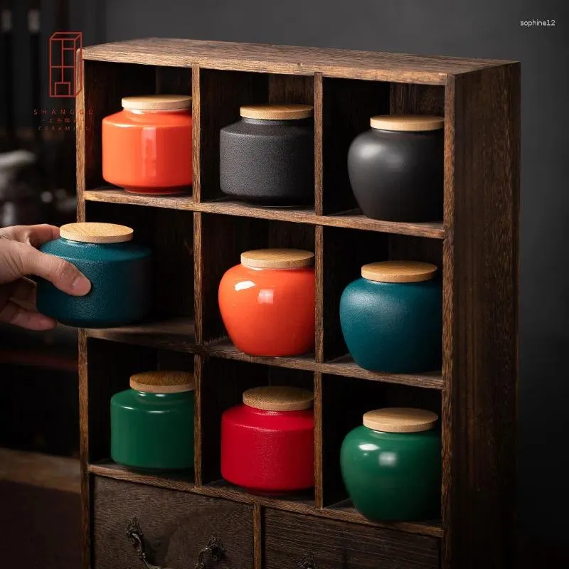 Opslagflessen Creatieve Keramische Thee Mini Geur Poeder Verzegelde Pot Keuken Voedsel Containers Suiker Ambachten Home Decor