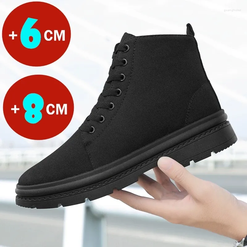 Stivali Invernali Uomo Scarpe Ascensori Tacchi Nascosti Tela Calda Innalzamento Per Uomo Aumenta Sottopiede 8CM 6CM Sport Ascensore Casual