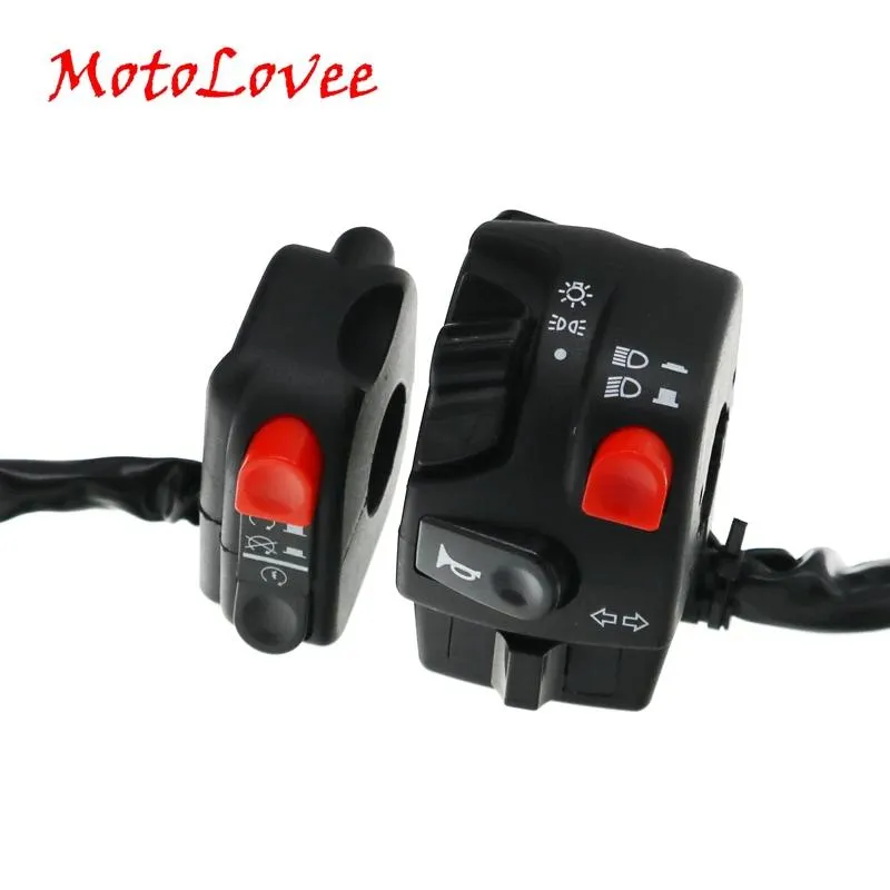 Фары Motolovee 22 мм, переключатели для мотоциклов, кнопка звукового сигнала для мотоцикла, сигнал поворота, электрическая противотуманная фара, пусковой переключатель контроллера на руле