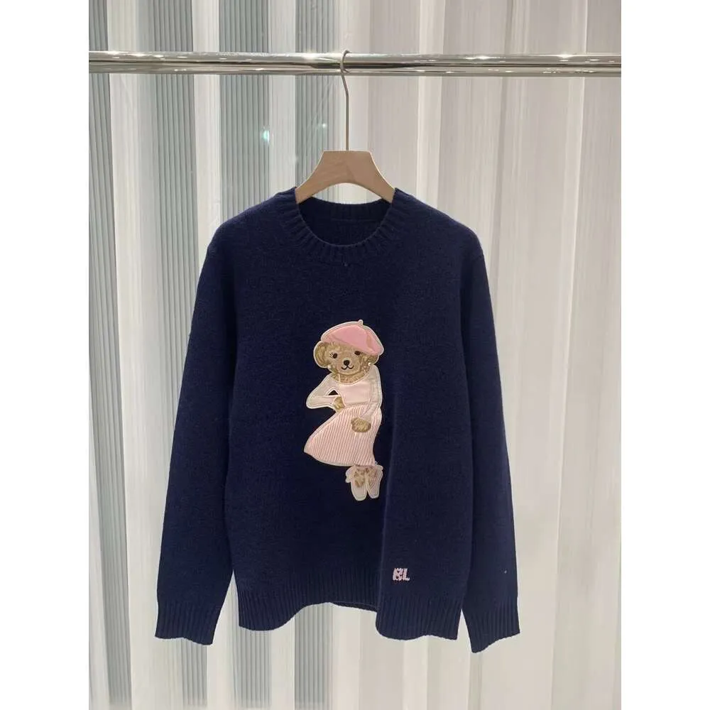 Designer Polo invernale da donna Laurens Bear maglione Cartoon Pullover moda casual maglia con cappuccio 2024 nuove maniche lunghe ricamate girocollo camicie OGN2
