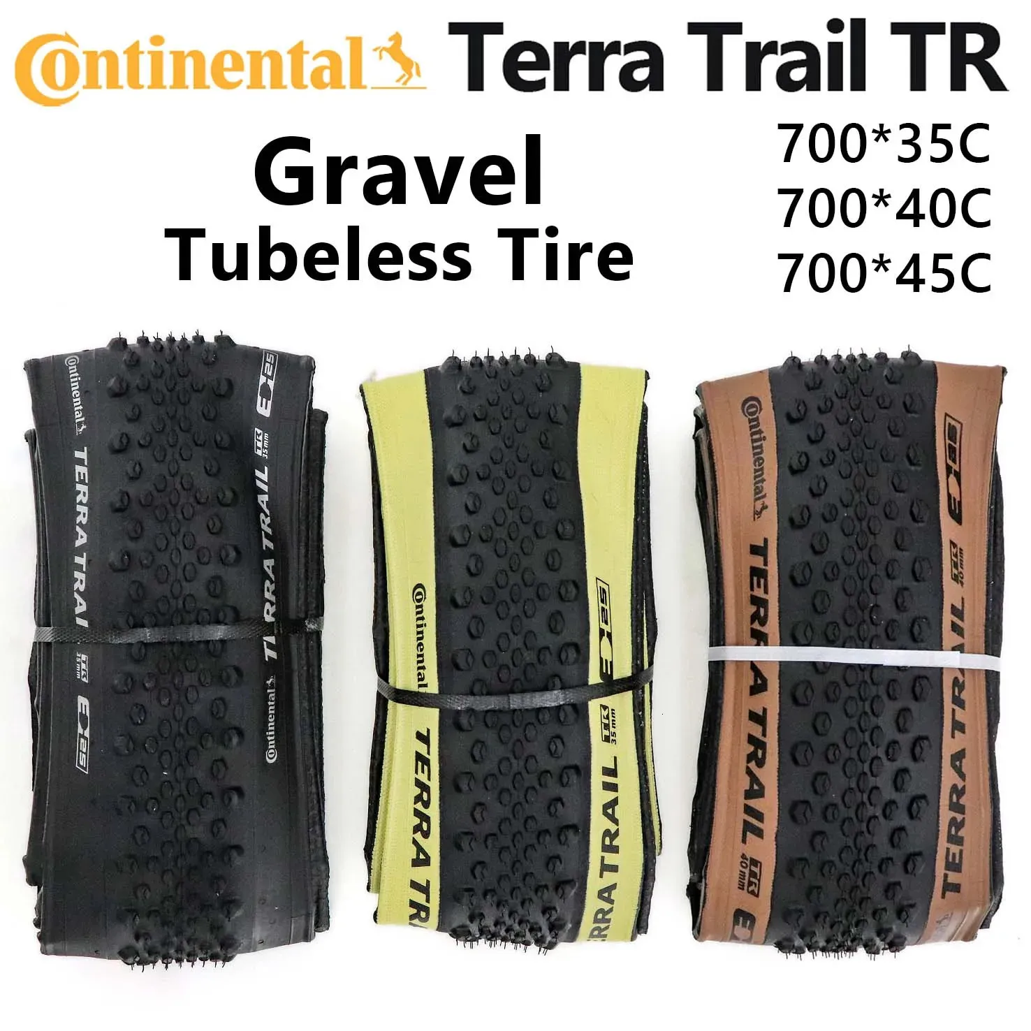 Copertone Continental Terra Trail 700c Tubeless Ready Ciclocross Gravel 700x40c Bici da strada Pieghevole TLR Copertone Marrone 240113