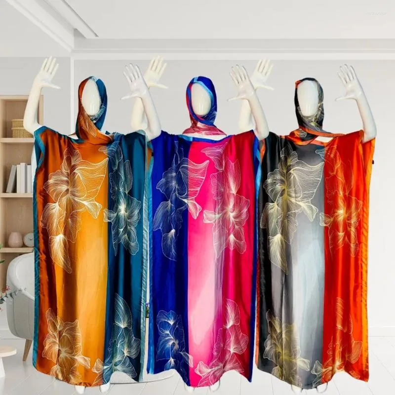 Vêtements ethniques 2024 Robes africaines pour femmes Été Élégant Sans manches Imprimer Plus Taille Robe Dashiki Musulman Abaya