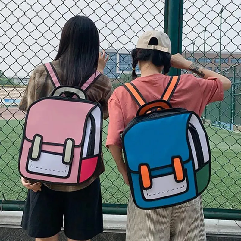 Sacs Mode unisexe dessin sac à dos mignon dessin animé sac d'école bande dessinée Bookbag pour adolescent filles garçons sac à dos voyage sac à dos