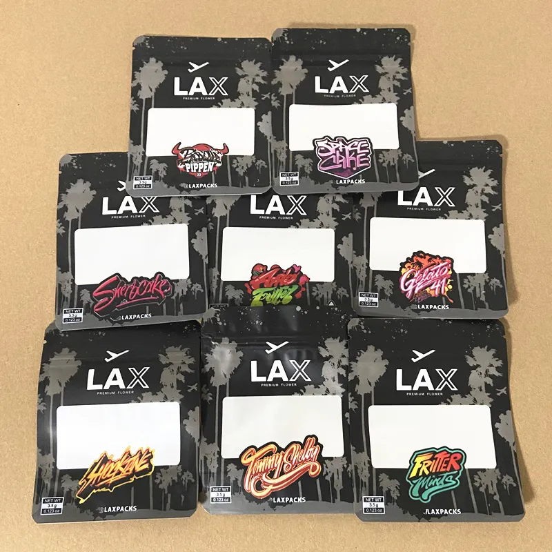 パッケージングバッグ3.5g lax laxpacks再想像可能な食用ハーブジッパー乾燥小売空のパッケージフラワーマイラーバッグパックジェラート