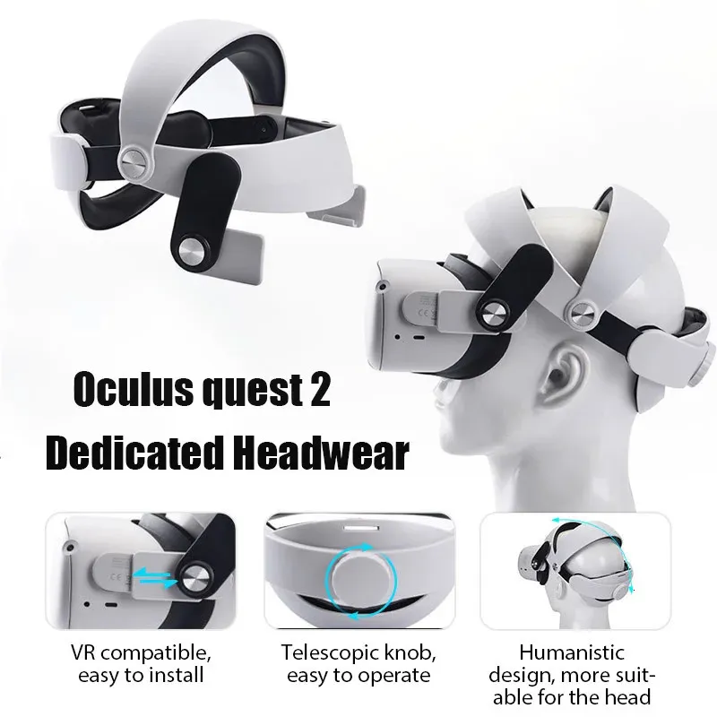 Huvudrem för Oculus Quest 2 VR -tillbehör täcker andningsbara dedikerade huvudbonader Alternativ remmar för 240113